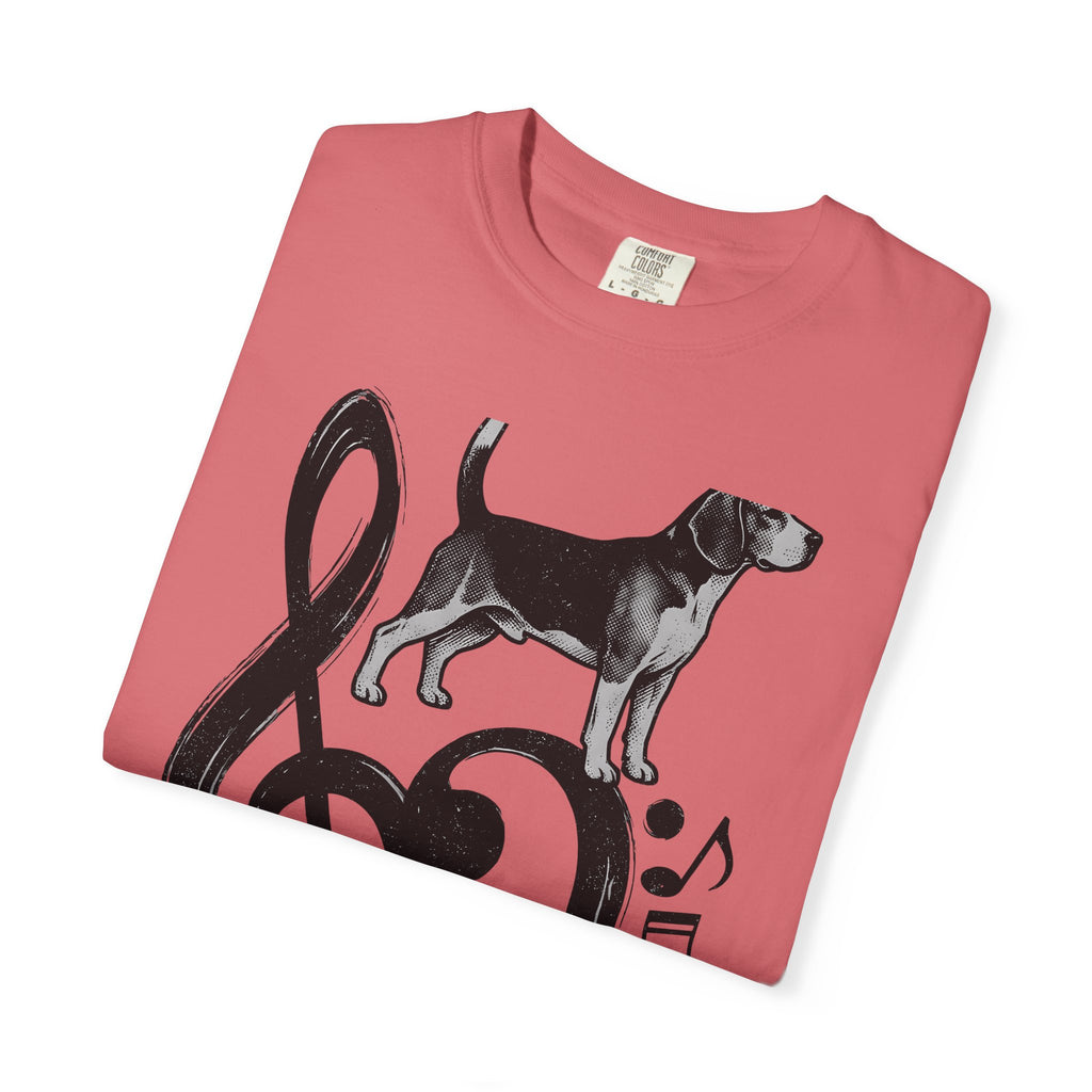 Beagle Pet T-Shirt Dog Sound Gift Women Classic T-Shirt Hound T-Shirt Dog Fan Puppy T-Shirt Music Graphic Doodle Note Symbols T-Shirt