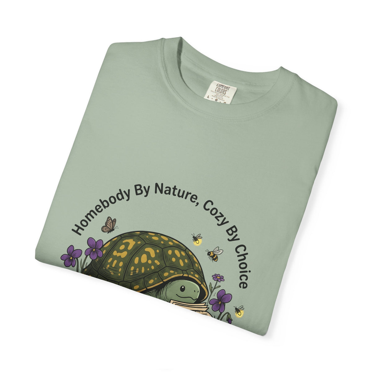 Turtle Cozy T-Shirt Funny Animal Gift Women Whimsical T-Shirt Turtle T-Shirt Humor Fan Cartoon T-Shirt Wildlife Graphic Hand Drawn Flowers T-Shirt