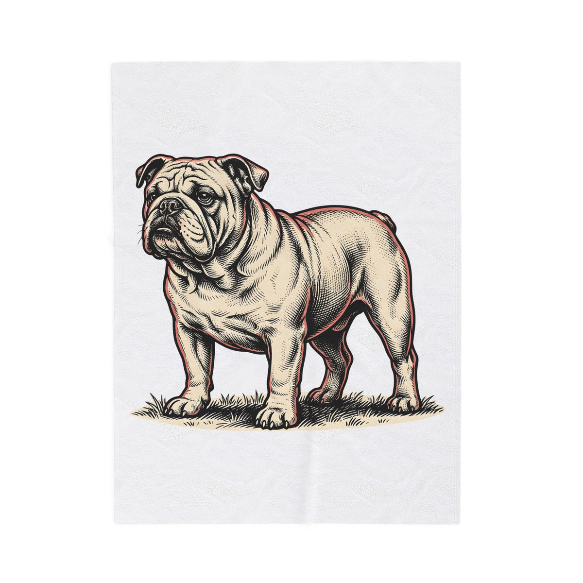 Bulldog Dog Blanket Dog Pets Gift Women Vintage Blanket Bulldog Blanket Dog Fan Bulldog Blanket Animal Graphic Hand Drawn Grass Blanket