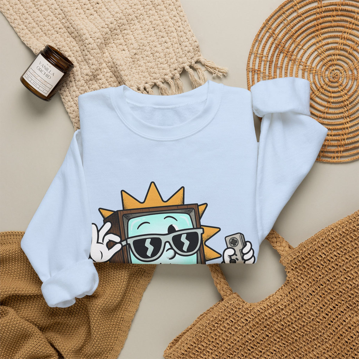 Vintage Tv Figure Sweatshirt Cute Console Gift Women Comic Sweatshirt Retro Tv Character Sweatshirt Adorable Fan Cartoon Sweatshirt Controller Graphic Classic
