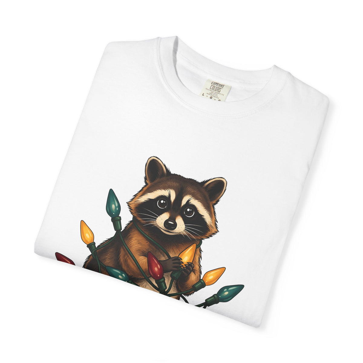 Raccoon Animals Seasonal Gift Playful Trash Panda Wildlife Fan Quirky Christmas Cartoon T-Shirt