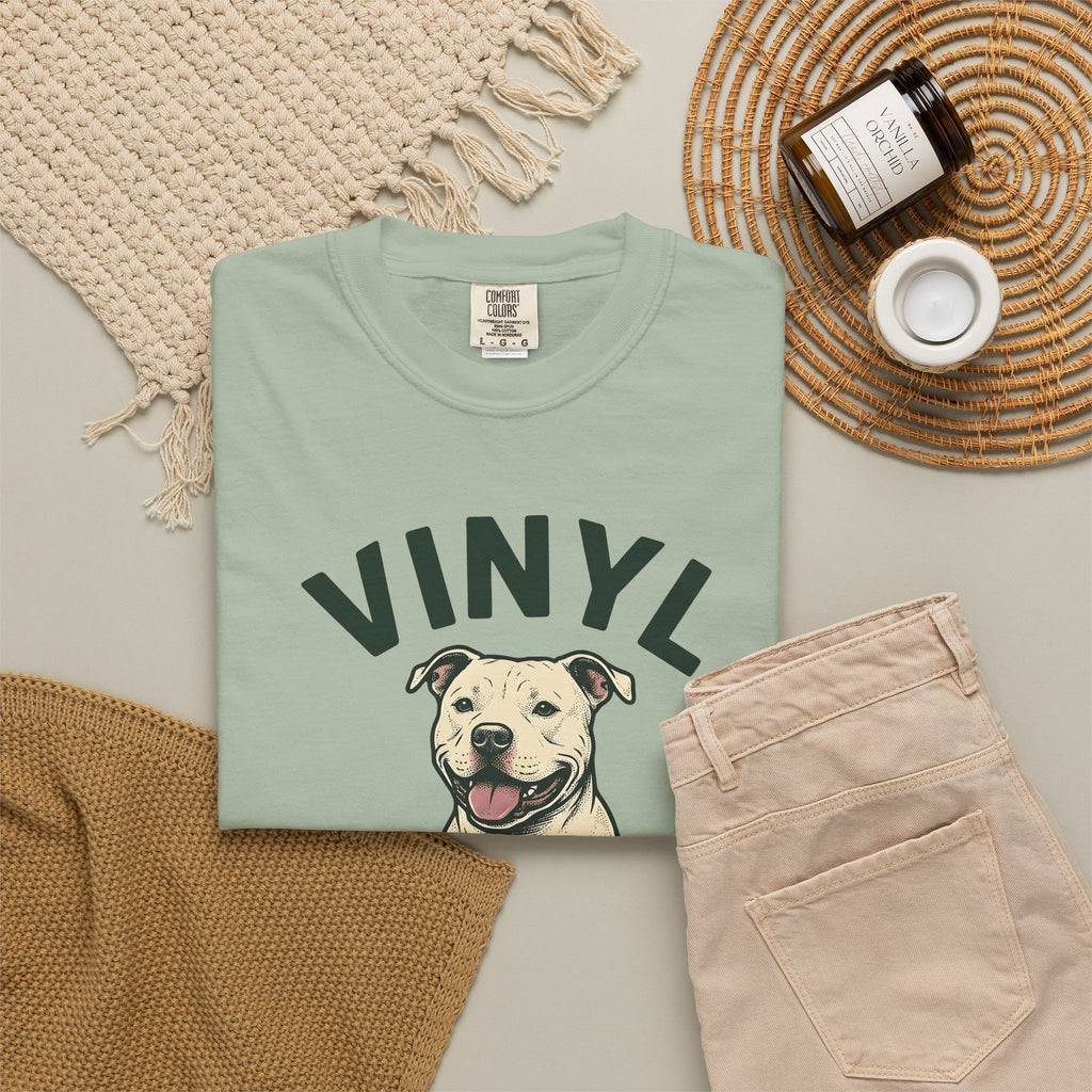 Pit Bull Dog Dog Sound Gift Distressed Pibble Dog Fan Grunge Audio Line Vinyl T-Shirt
