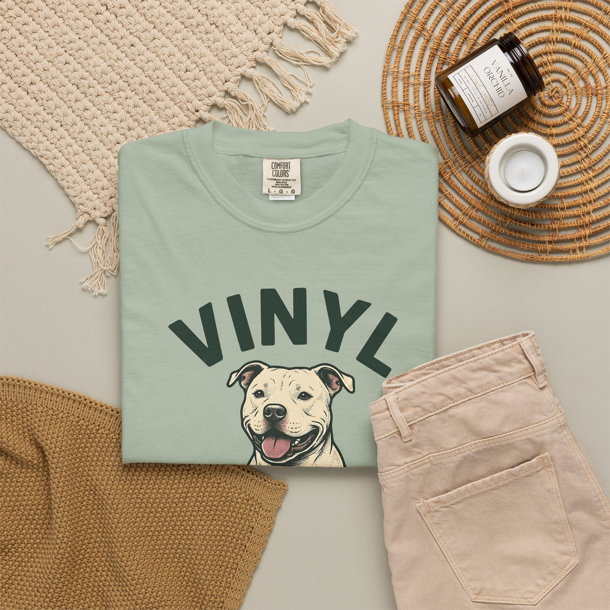 Pit Bull Dog Dog Sound Gift Distressed Pibble Dog Fan Grunge Audio Line Vinyl T-Shirt