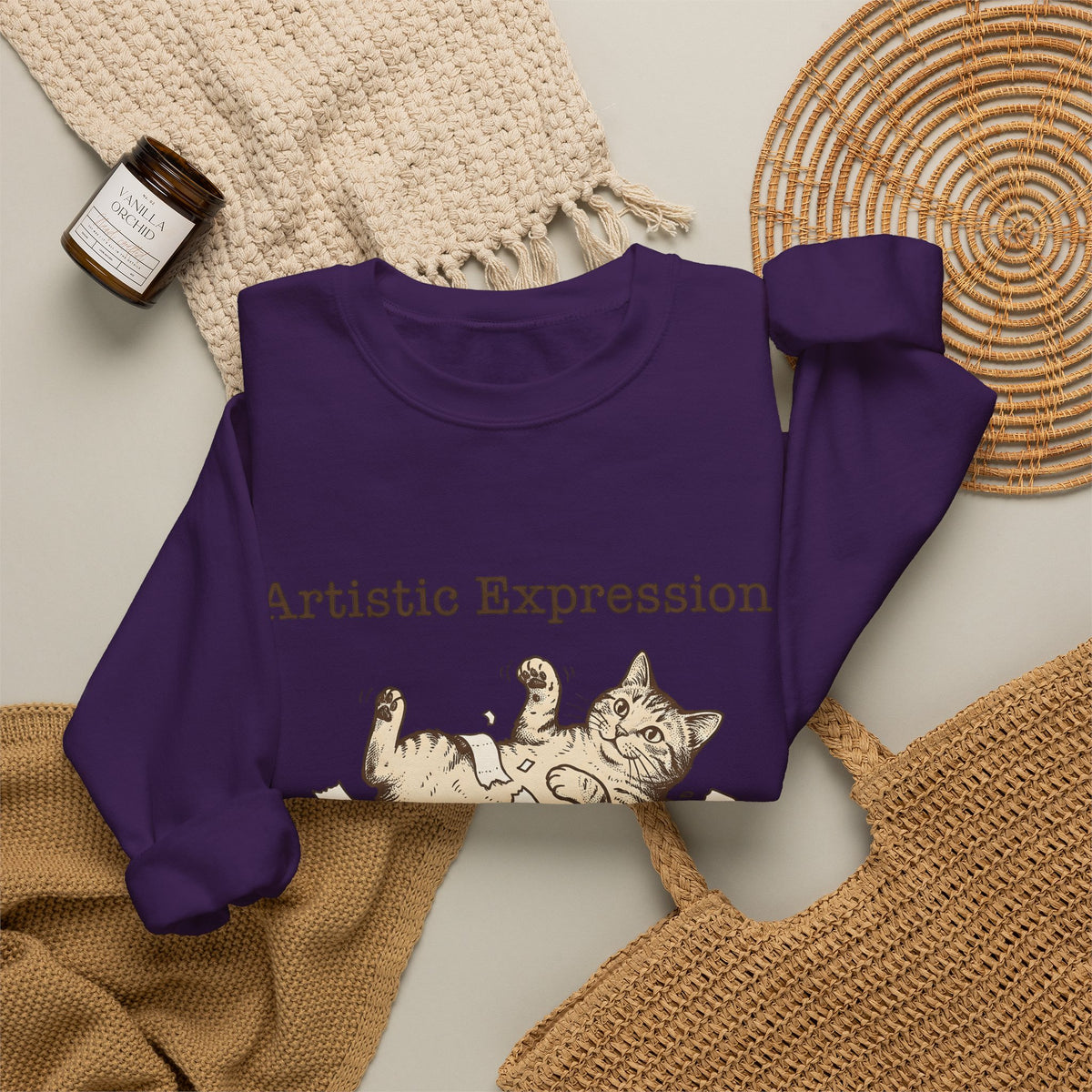 Funny Cat Sweatshirt Cat Joke Gift Women Cartoon Sweatshirt Kitten Sweatshirt Feline Fan Cartoonish Sweatshirt Pun Graphic Hand Drawn Paper Towel Sweatshirt