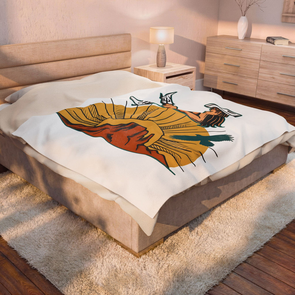 Cowgirl Cowgirl Cowboy Gift Retro Western Rodeo Fan Vintage Cowboy Hand Drawn Cactus Blanket
