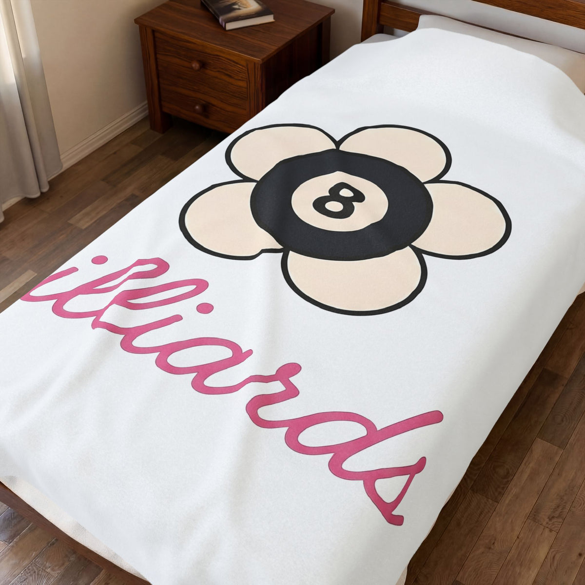 Eight Ball Flower Billiards Plants Gift Modern Magic Flower Pool Fan Artistic Floral Antique Blanket