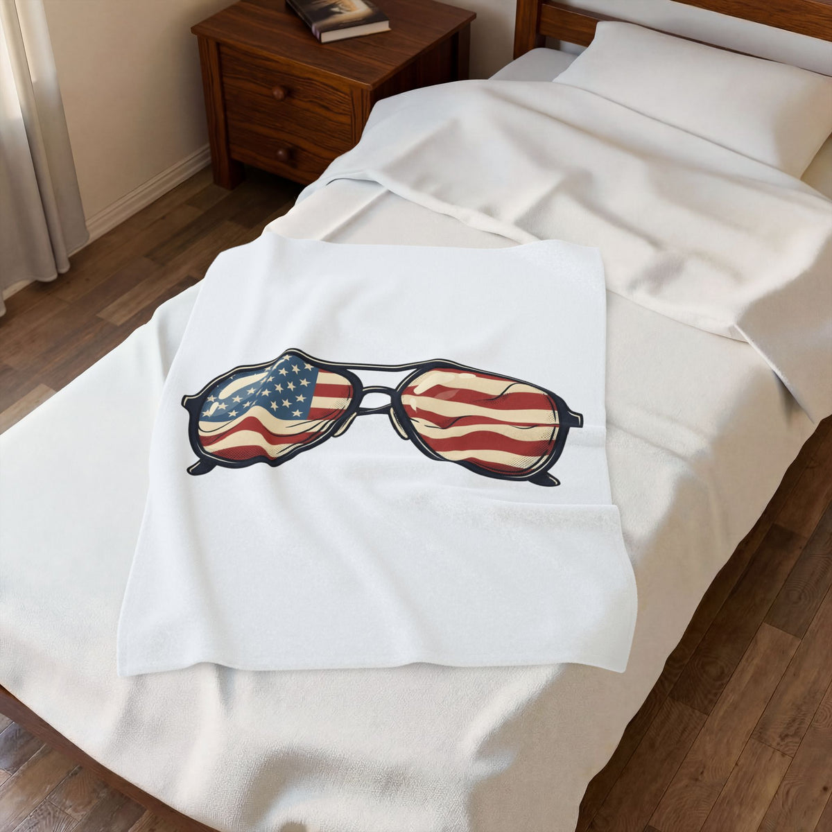 Sunglass Aviators Blanket 4th Of July Freedom Gift Women Hand Drawn Blanket Shades Blanket Independence Day Fan Illustrated Blanket Liberty Graphic