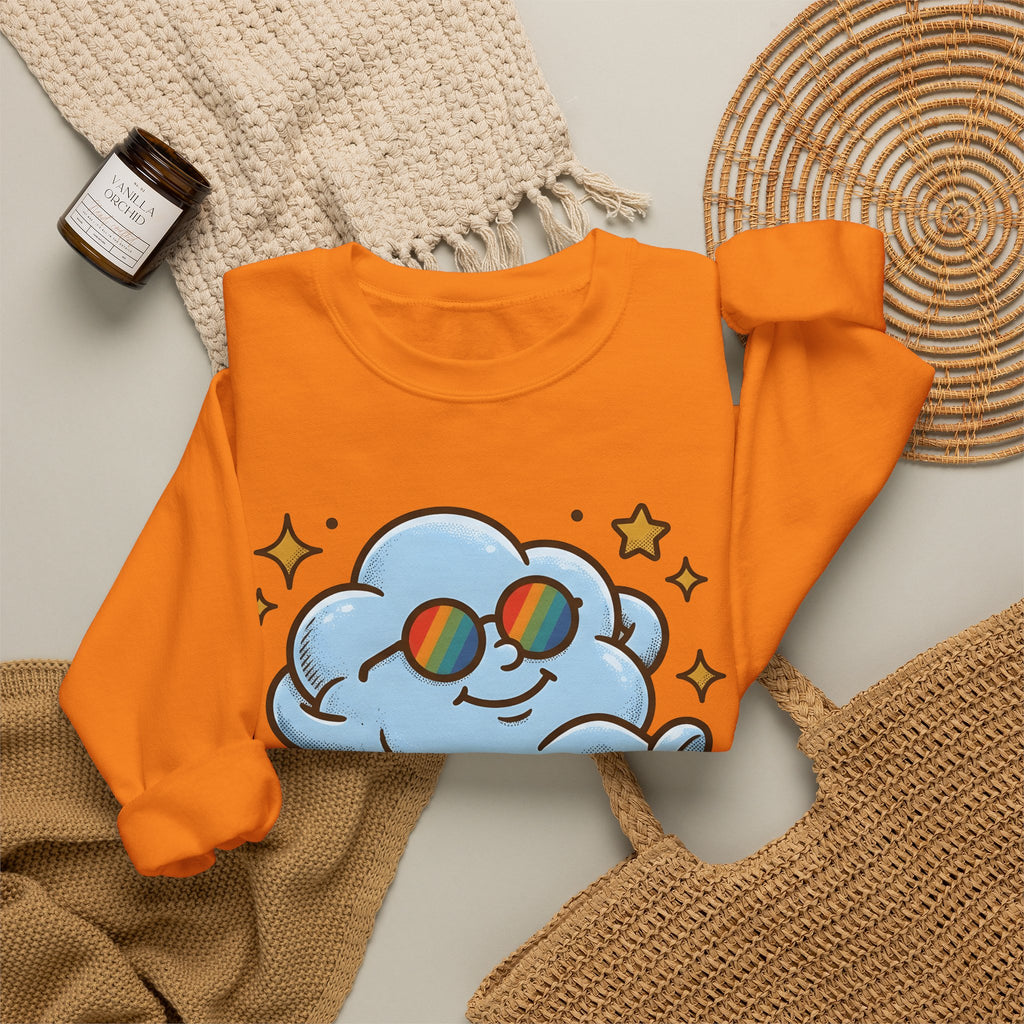 Smiling Cloud Boho Chic Inspiration Gift Comic Cloud Hippie Fan Cartoon Motivational Vintage Sweatshirt