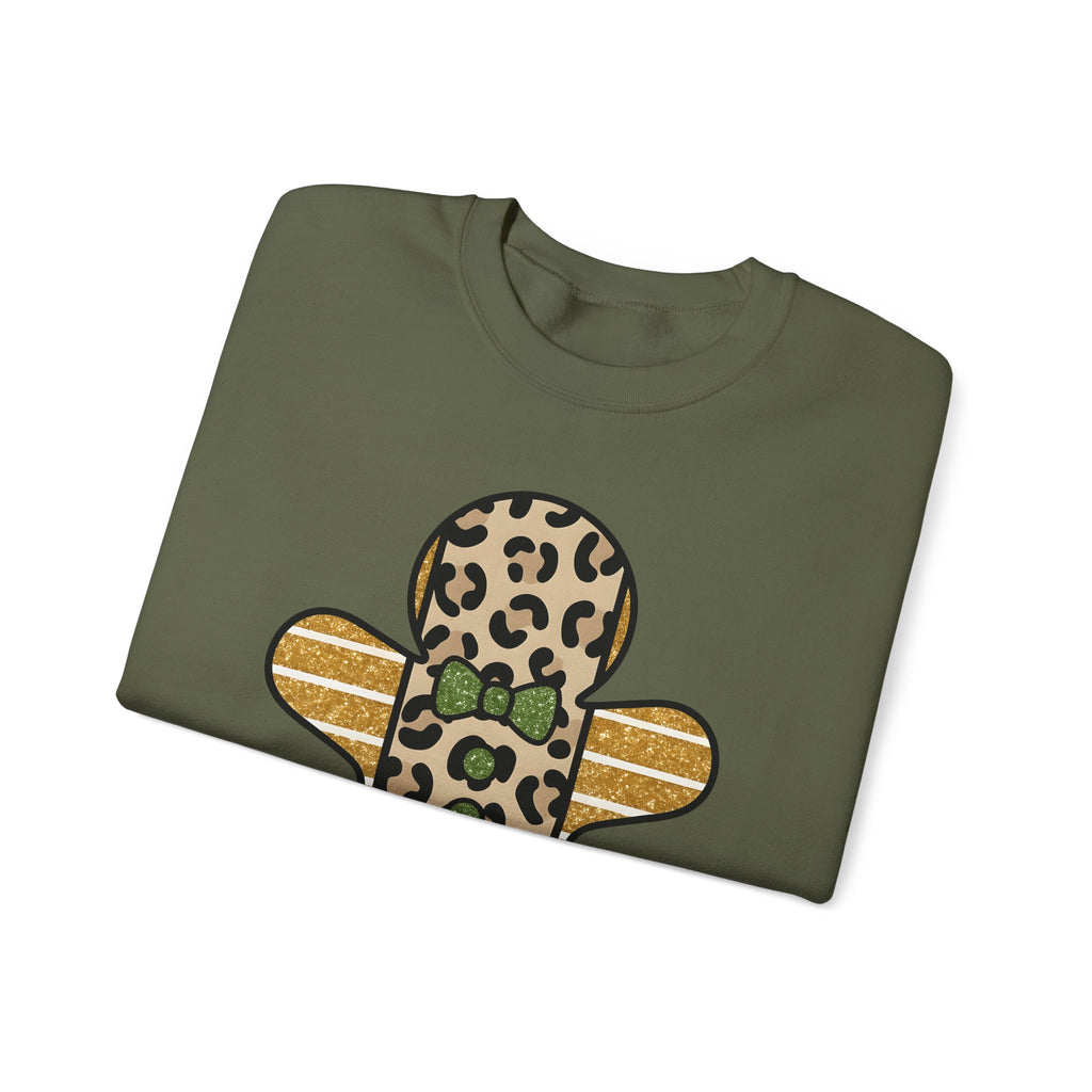 Spotted Gingerbread Animal Xmas Gift Shimmer Gingerbread Man Leopard Fan Glitter Holiday Sweatshirt