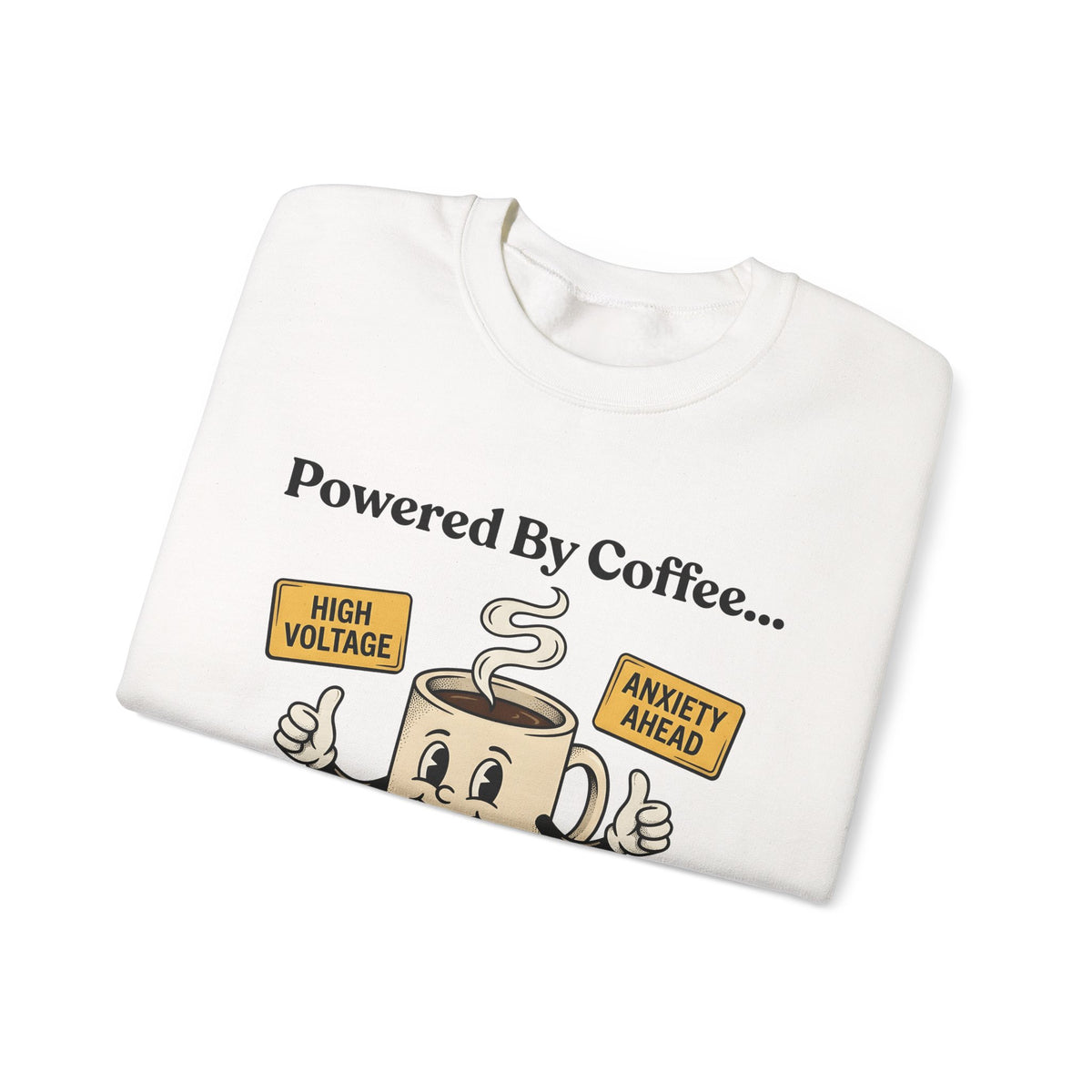 Coffee Cup Mascot Sweatshirt Coffee Jokes Gift Women Comic Sweatshirt Sweatshirt Sweatshirt Caffeine Fan Cartoon Sweatshirt Humor Graphic Retro Caution Symbols Sweatshirt