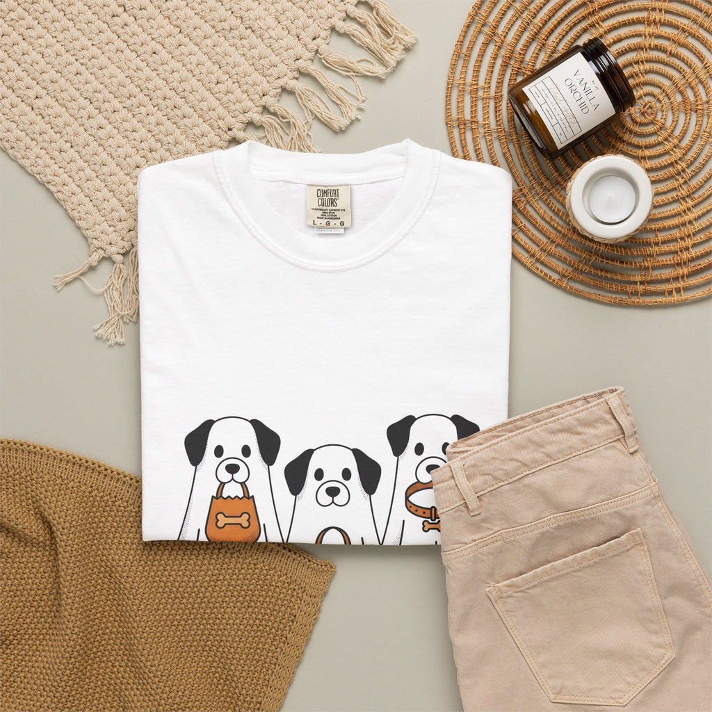Phantom Puppies Halloween Pet Owner Gift Comic Ghost Dogs Spooky Fan Cartoon Dog Mom T-Shirt