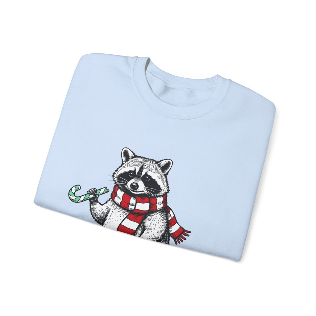 Raccoon Illustration Sweatshirt Animals Holiday Gift Women Sketch Sweatshirt Trash Panda Sweatshirt Wildlife Fan Drawing Graphic Christmas Retro Peppermint