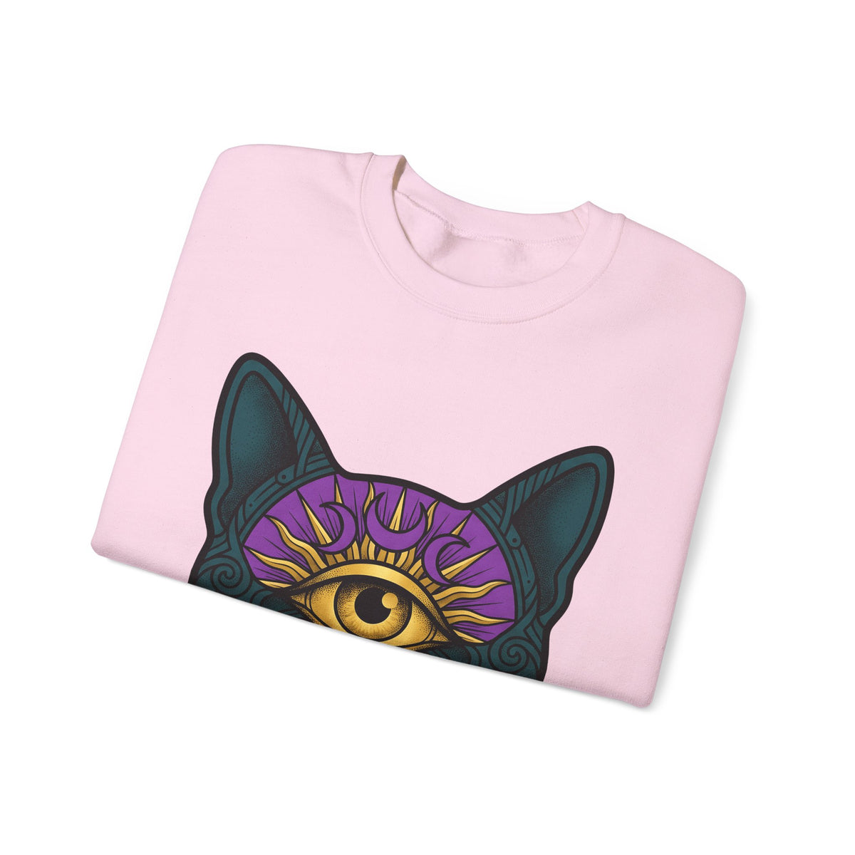 Cat Head Sweatshirt Cat Occult Gift Women Surreal Sweatshirt Kitty Sweatshirt Feline Fan Abstract Sweatshirt Mystical Graphic Tribal Jewels Sweatshirt