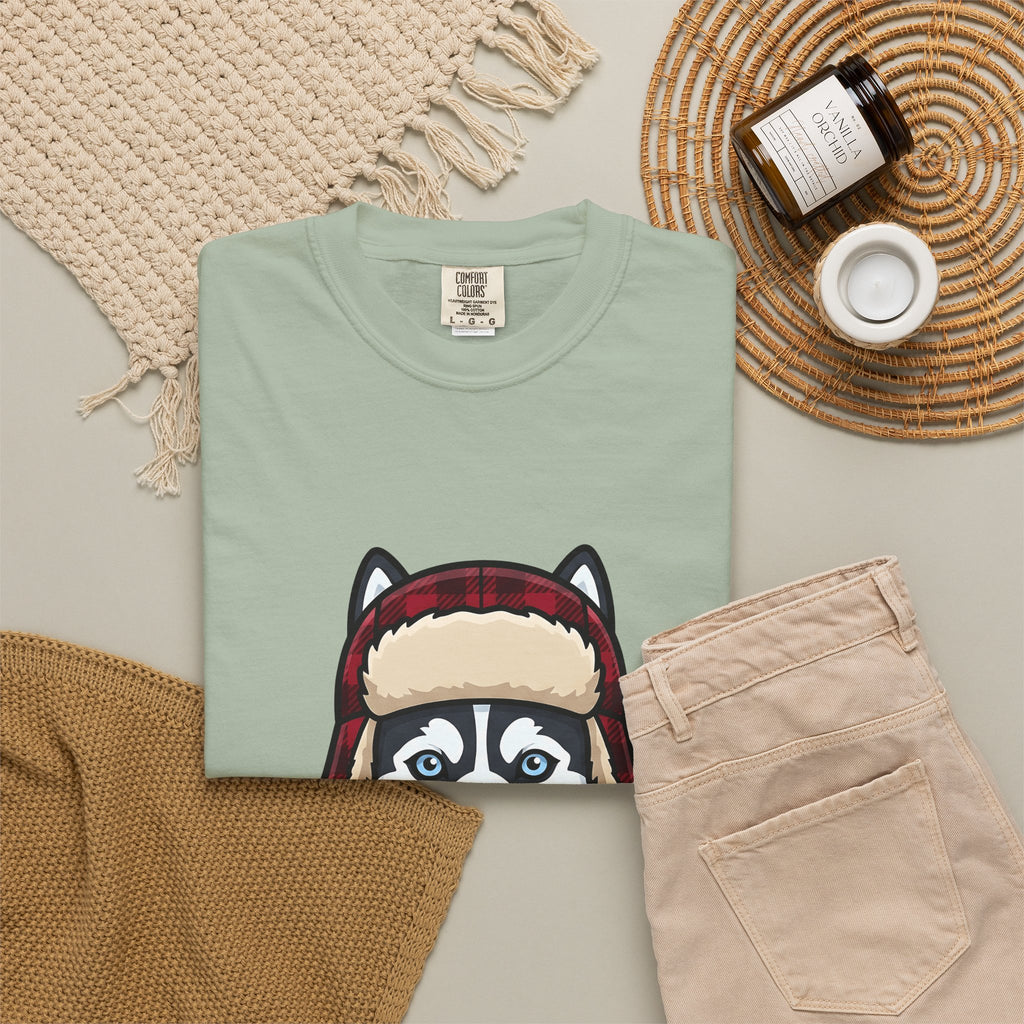 Husky Pup T-Shirt Dog Companion Gift Women Illustration T-Shirt Siberian Husky T-Shirt Dog Fan Husky Graphic T-Shirt Manga Winter Cap T-Shirt