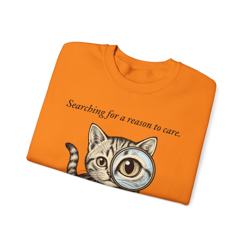 Tabby Cat Sweatshirt Cat Humor Gift Women Vintage Sweatshirt Kitty Sweatshirt Cat Fan Retro Sweatshirt Funny Graphic Hand Drawn Magnifying Glass Sweatshirt