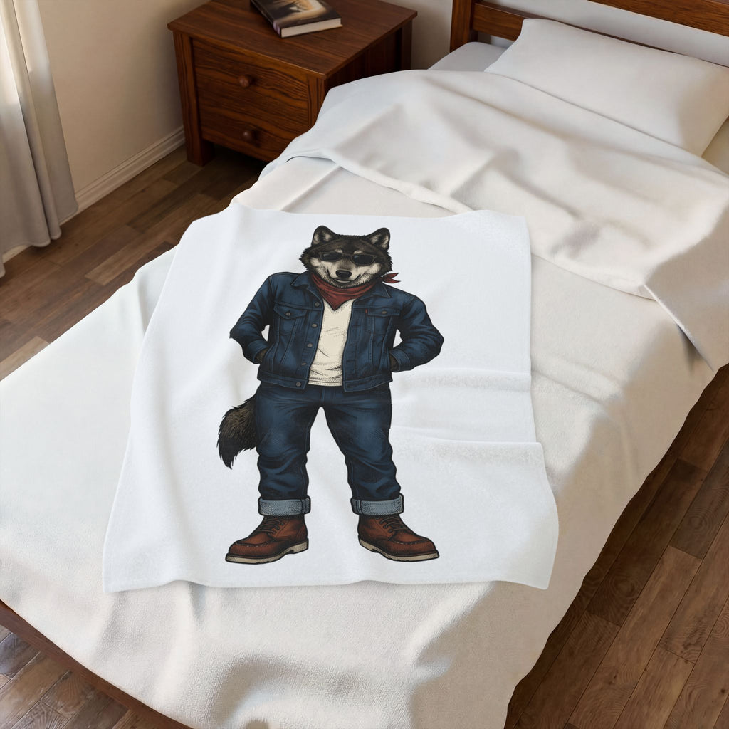 Trendy Wolf Blanket Animal Apparel Gift Women Sketch Blanket Wolf Blanket Wildlife Enthusiast Drawing Design Retro Shades Blanket