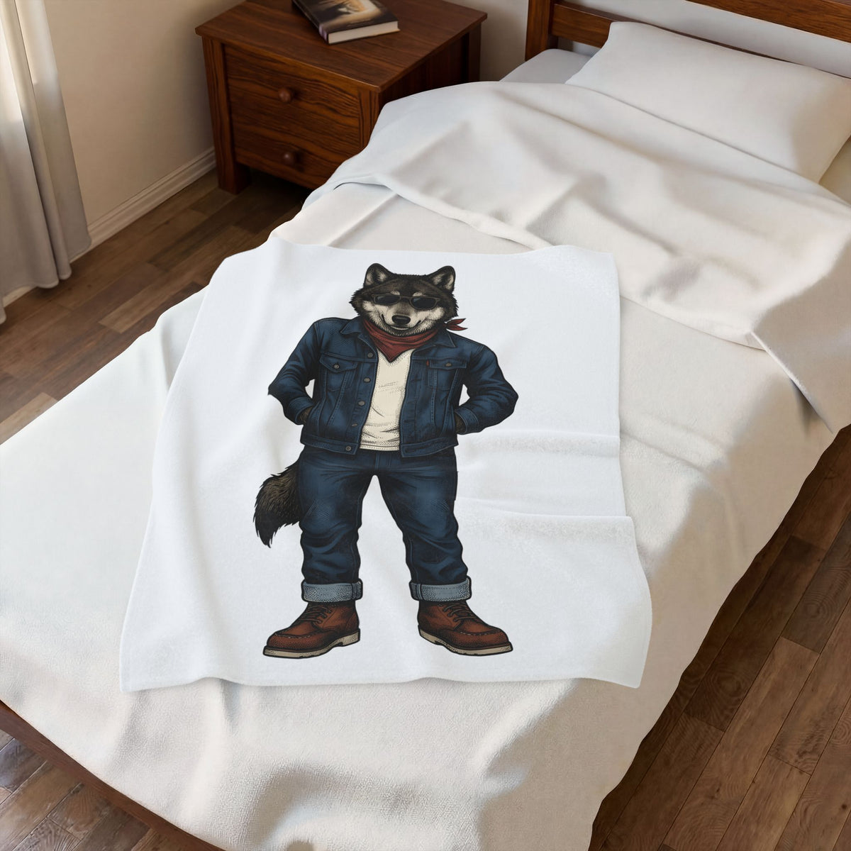 Trendy Wolf Blanket Animal Apparel Gift Women Sketch Blanket Wolf Blanket Wildlife Enthusiast Drawing Design Retro Shades Blanket