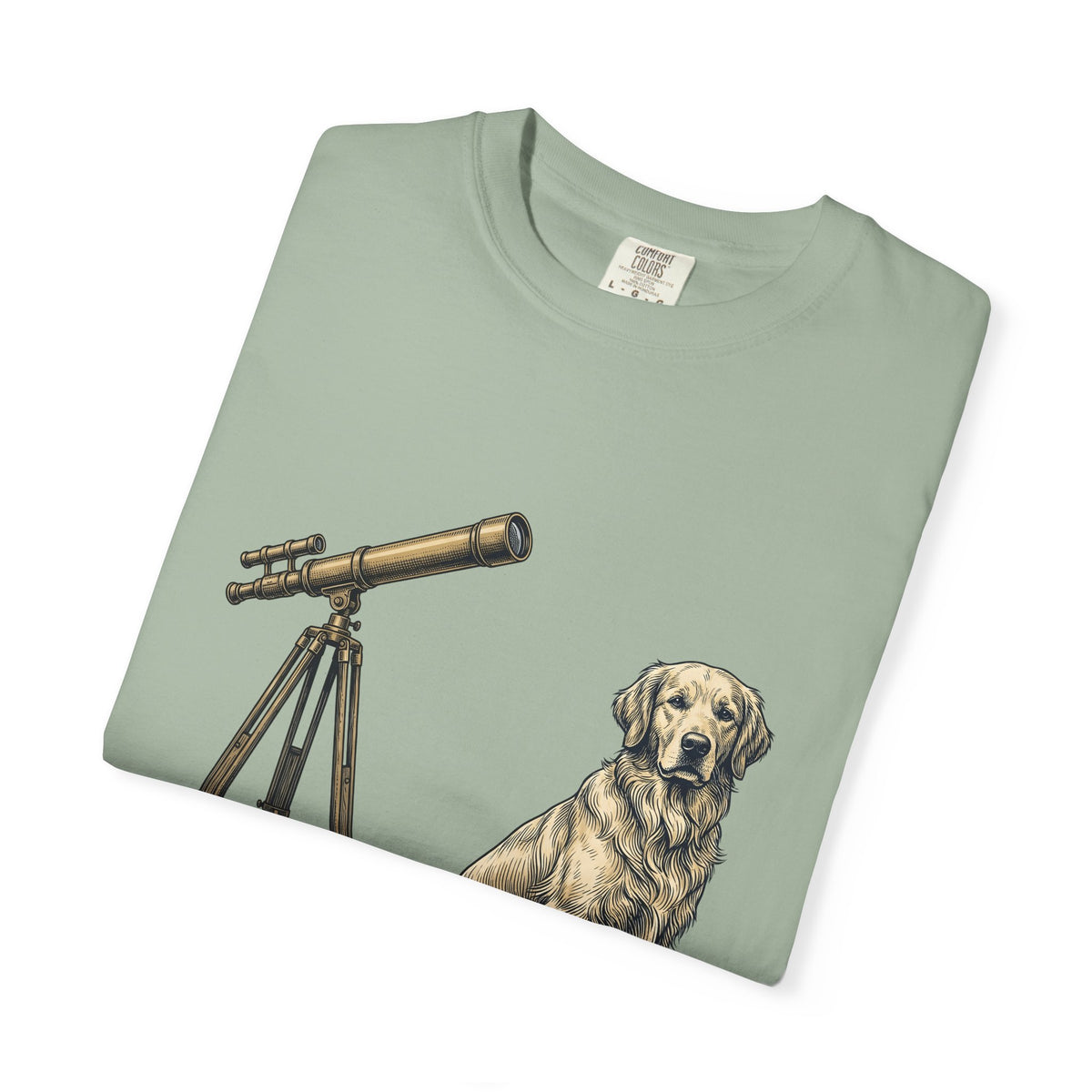 Golden Retriever T-Shirt Dog Universe Gift Women Antique T-Shirt Retriever T-Shirt Dog Fan Vintage T-Shirt Galaxy Graphic Cartoon Telescope T-Shirt
