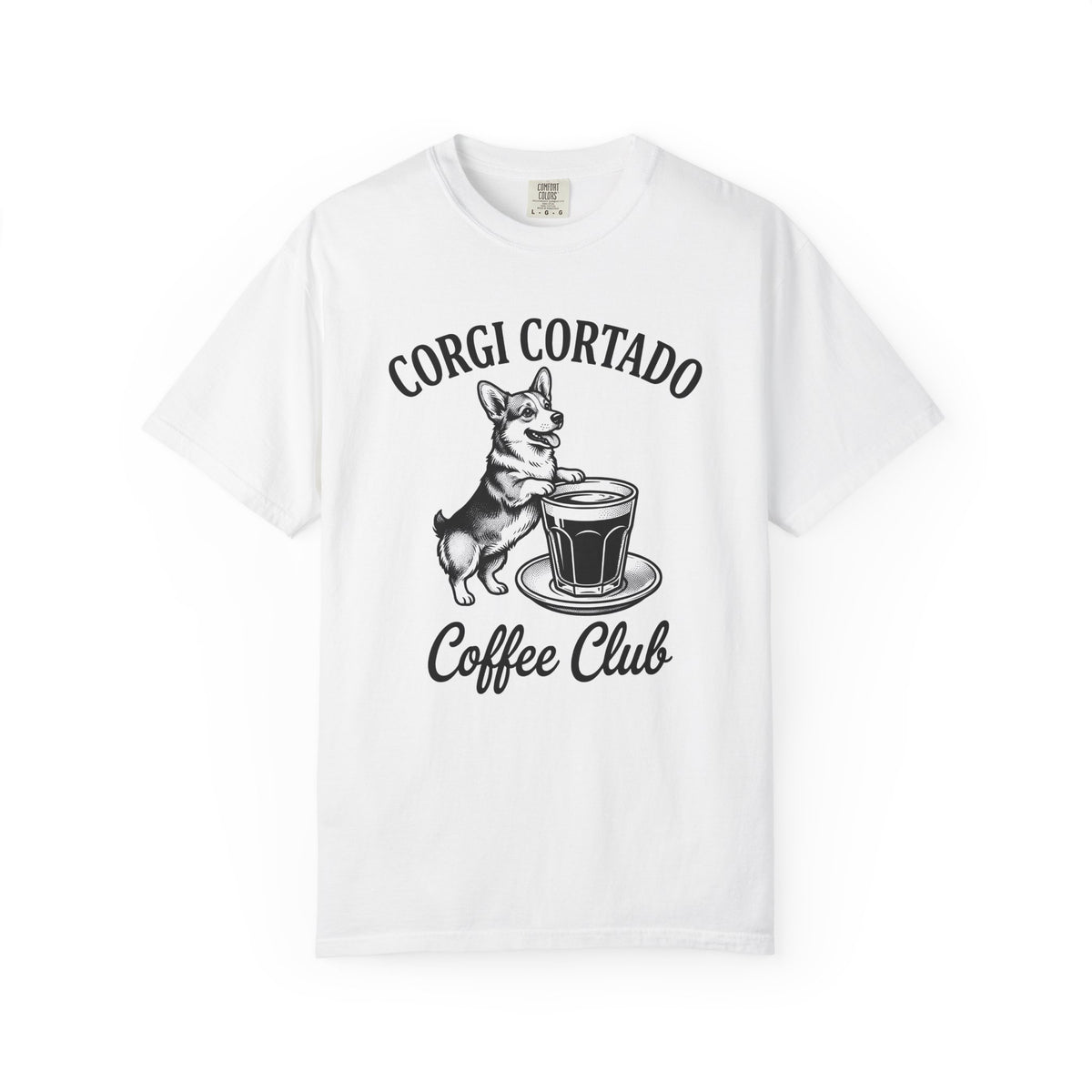 Corgi T-Shirt Dog Cafe Gift Women Rustic T-Shirt Pembroke T-Shirt Dog Fan Country T-Shirt Coffee Graphic Doodle Latte Cup T-Shirt