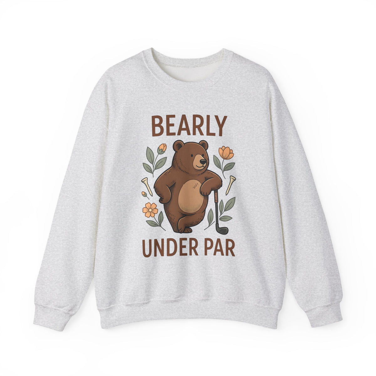 Bear Golf Sweatshirt Golf Wildlife Gift Women Comic Sweatshirt Teddy Sweatshirt Golfer Fan Cartoon Sweatshirt Animal Graphic Retro Floral Sweatshirt