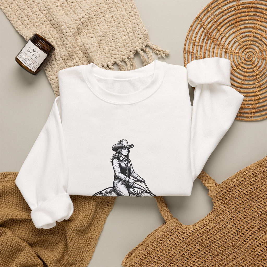 Cowgirl Riding Tortoise Sweatshirt Cowgirl Western Gift Women Vintage Sweatshirt Cowgirl Riding Turtle Sweatshirt Rodeo Fan Retro Sweatshirt Western Design