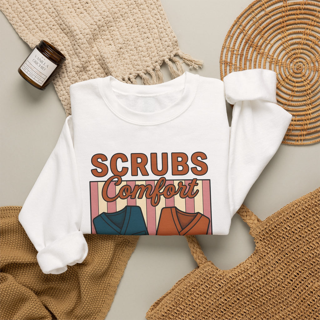 Scrubs Print Sweatshirt Nurses Wellness Gift Women Hand Drawn Sweatshirt Medical Print Sweatshirt Nurse Enthusiast Illustration Graphic Line Art Red Cross