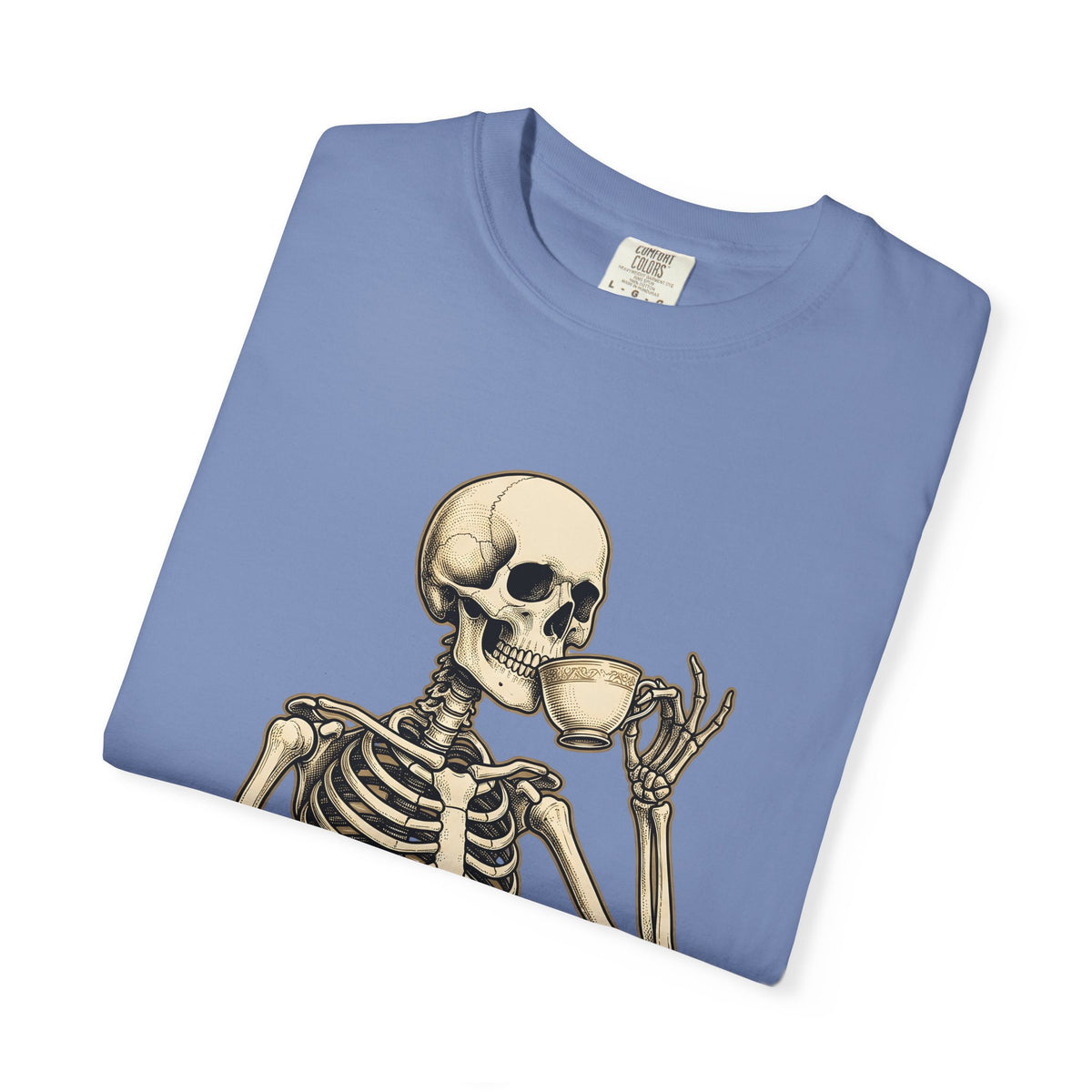 Skeleton Tea Cup T-Shirt Halloween Goth Gift Women Vintage T-Shirt Tea Cup T-Shirt Horror Fan Retro T-Shirt Dark Graphic Hand
