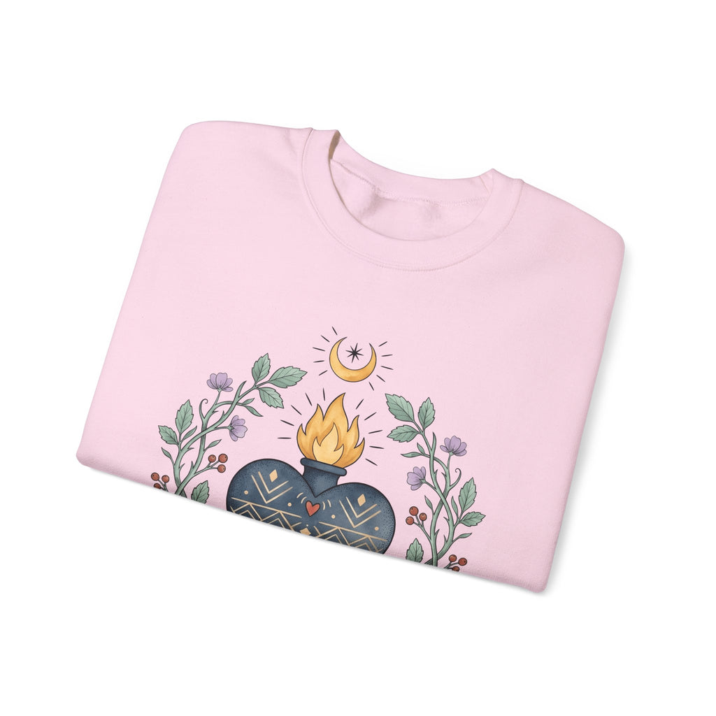 Sacred Heart Sweatshirt Boho Chic Spiritual Gift Women Folk Art Sweatshirt Heart Sweatshirt Hippie Enthusiast Primitive Sweatshirt Mystical Graphic Vintage