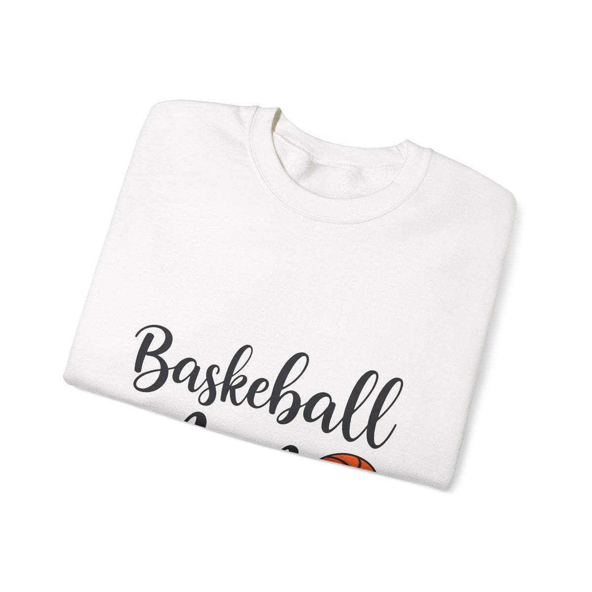 Basketball Graphic Sweatshirt Moms Sports Gift Women Script Sweatshirt Hoop Sweatshirt Mom Fan Calligraphy Sweatshirt Athlete Graphic Modern Sports Ball Sweatshirt