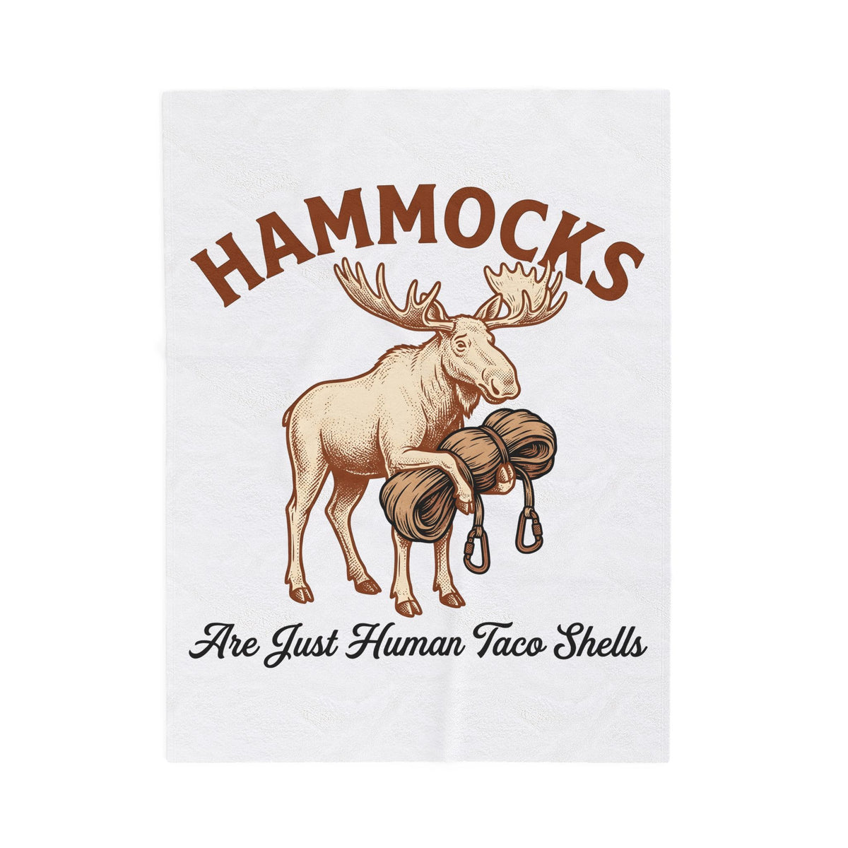 Moose Hammock Blanket Funny Camping Gift Women Vintage Blanket Hammock Blanket Humor Fan Retro Blanket Outdoor Graphic Hand Drawn Carabiner Blanket