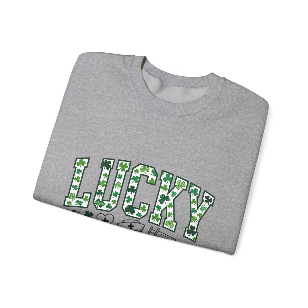 Clover Nurse Cap Sweatshirt Nurse Irish Celebration Gift Women Graphic Design Sweatshirt Nurse Hat Sweatshirt Nursing Enthusiast Nurse Uniform Sweatshirt St