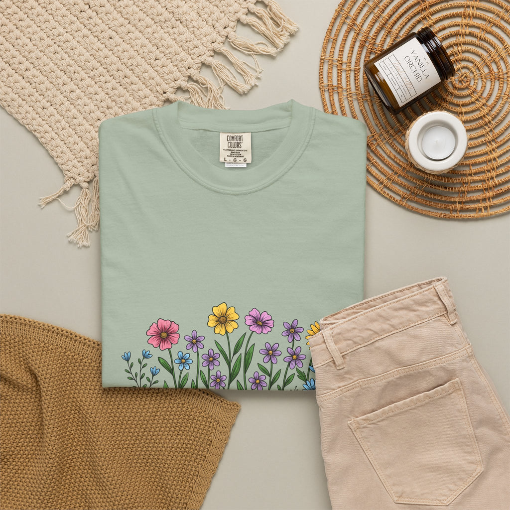 Field Blooms T-Shirt Nurse Petals Gift Women Line Art T-Shirt Wildflowers T-Shirt Healthcare Enthusiast Floral T-Shirt Floral Graphic Southwestern