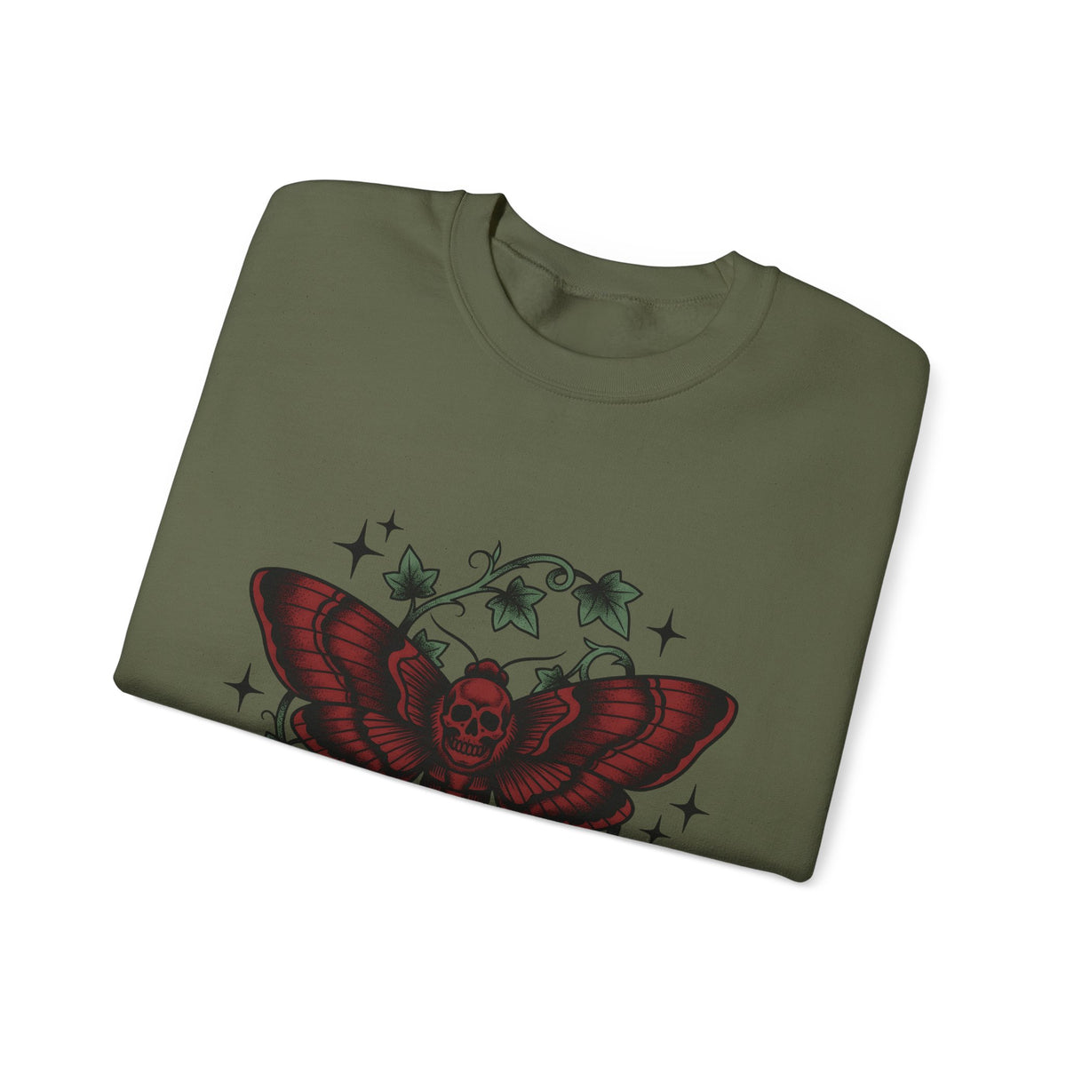 Skull Moth Sweatshirt Halloween Gothic Gift Women Tattoo Sweatshirt Deathshead Moth Sweatshirt Horror Fan Dark Art Sweatshirt Gothic Graphic Vintage Ivy Sweatshirt