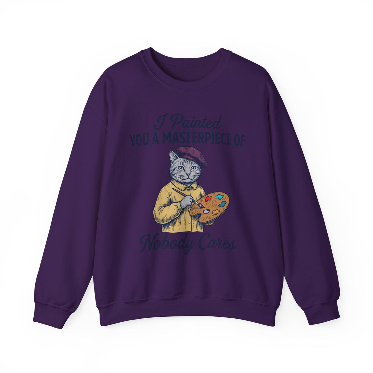 Artist Cat Sweatshirt Cat Humor Gift Women Vintage Sweatshirt Kitty Cat Sweatshirt Feline Fan Retro Sweatshirt Funny Graphic Hand Drawn Paint Palette Sweatshirt