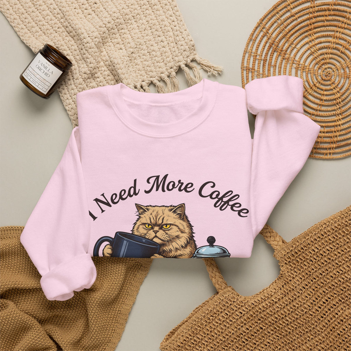 Cranky Cat Sweatshirt Cat Latte Gift Women Old School Sweatshirt Grumpy Cat Sweatshirt Cat Fan Feline Sweatshirt Coffee Graphic Doodle Sweatshirt Sweatshirt