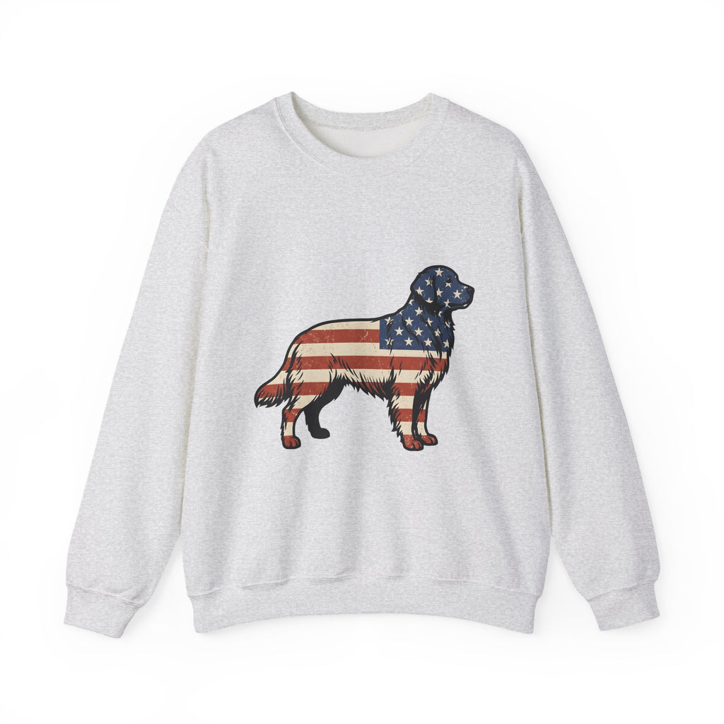 Golden Retriever Sweatshirt 4th Of July Pets Gift Women Retro Sweatshirt Dog Sweatshirt Independence Day Fan Vintage Sweatshirt Animal Graphic Sketch Usa Flag