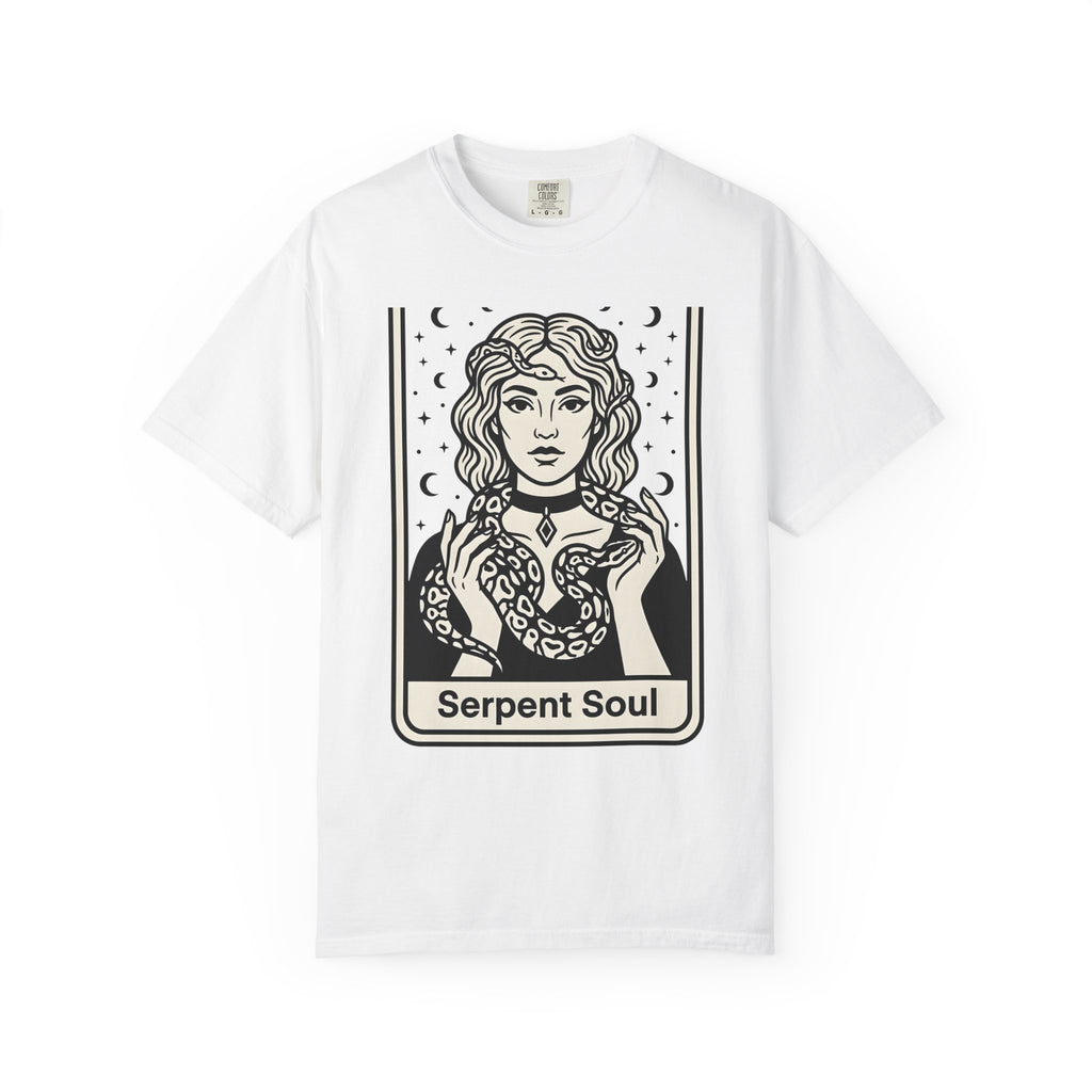 Mystical Female Serpent T-Shirt Boho Chic Spells Gift Women Oracle T-Shirt Snake T-Shirt Bohemian Fan Divination T-Shirt Magic Graphic Retro Lunar