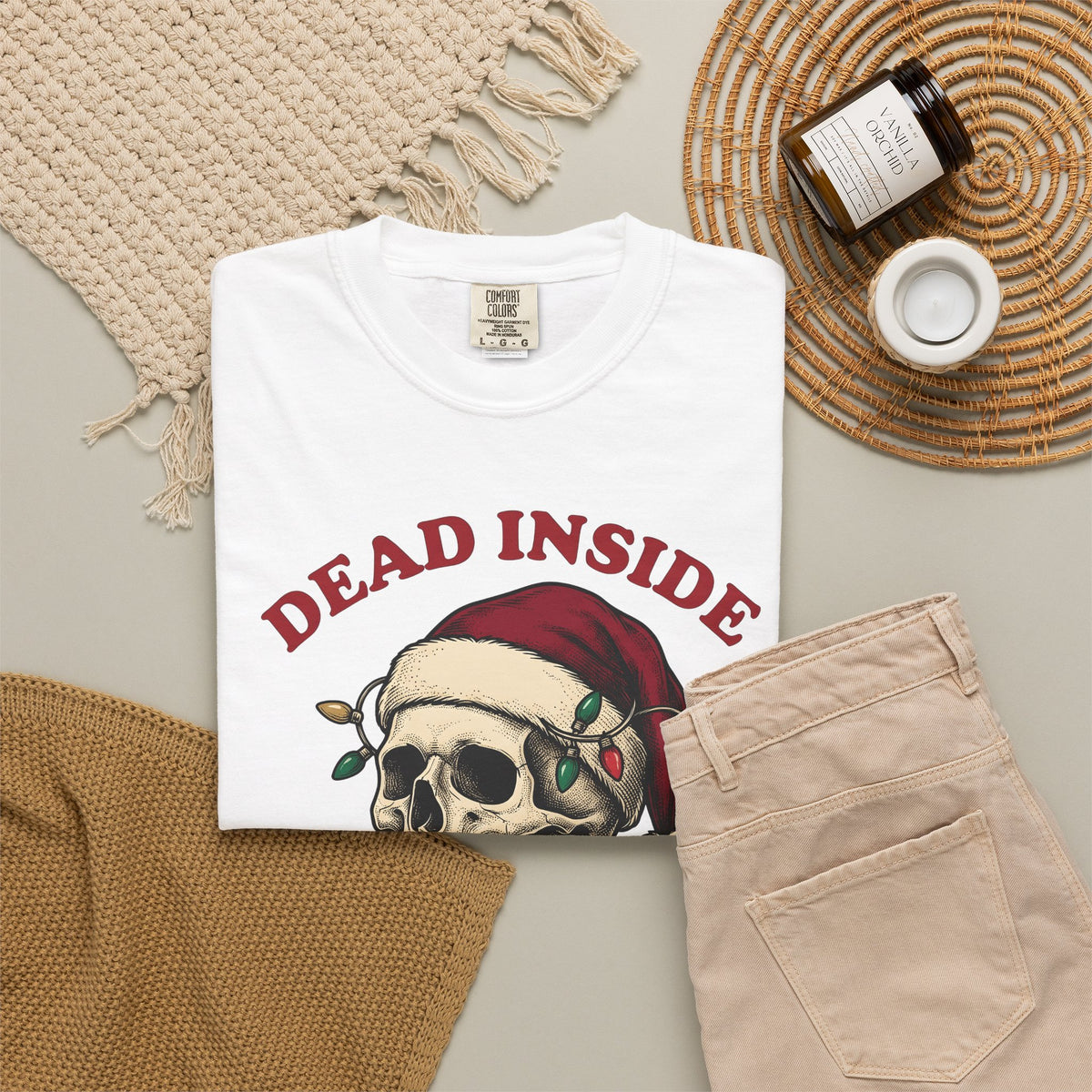 Skull Santa Hat T-Shirt Christmas Gothic Gift Women Tattoo T-Shirt Skull Cap T-Shirt Xmas Fan Ink T-Shirt Dark Graphic Vintage Christmas Lights