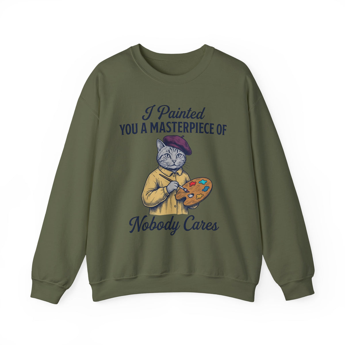 Artist Cat Sweatshirt Cat Humor Gift Women Vintage Sweatshirt Kitty Cat Sweatshirt Feline Fan Retro Sweatshirt Funny Graphic Hand Drawn Paint Palette Sweatshirt