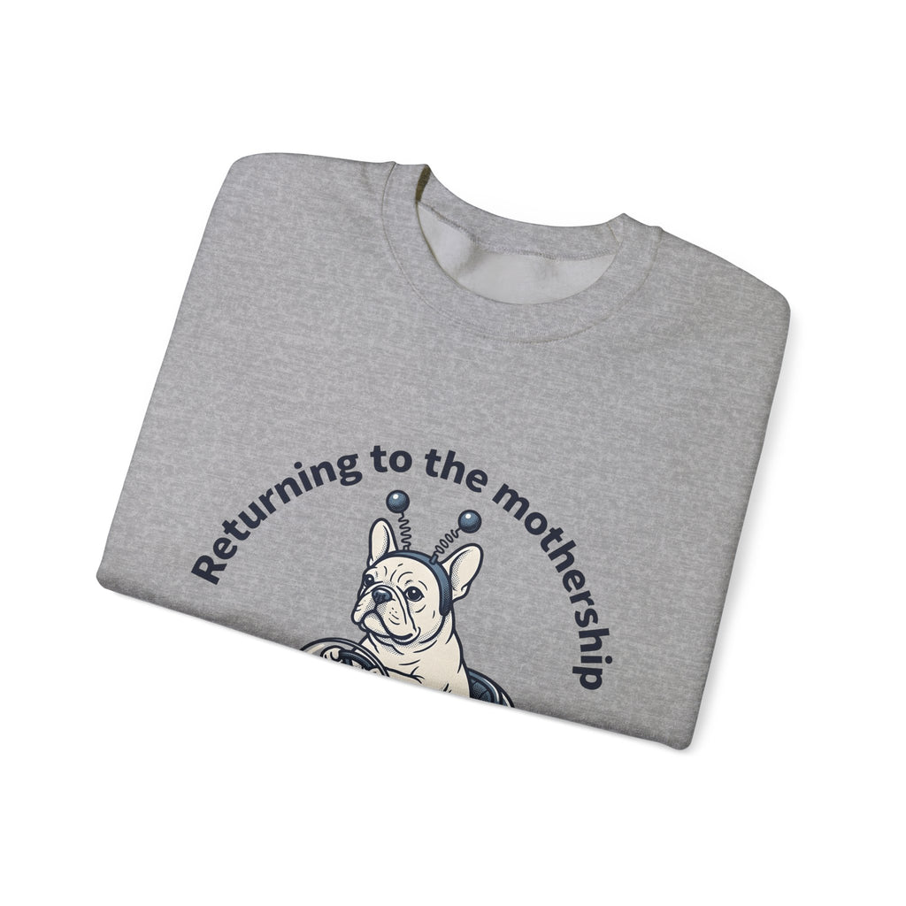 French Bulldog Rocket Sweatshirt Dog Jokes Gift Women Cartoon Sweatshirt Frenchie Sweatshirt Dog Fan Toon Sweatshirt Funny Graphic Vintage Satellite Sweatshirt