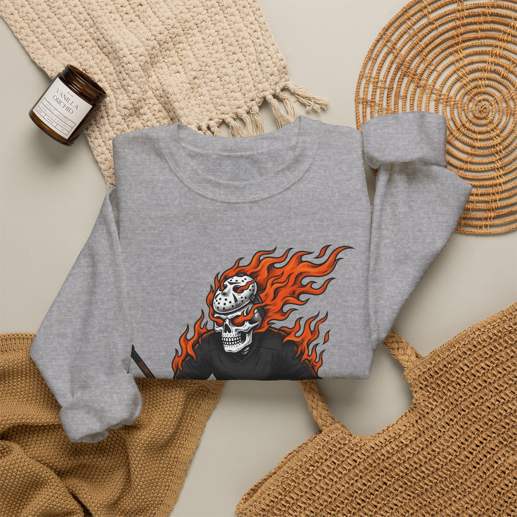Burning Hockey Goalie Sweatshirt Hockey Skeleton Gift Women Neo Traditional Sweatshirt Goalie Sweatshirt Hockey Fan Hockey Player Sweatshirt Bone Graphic Old