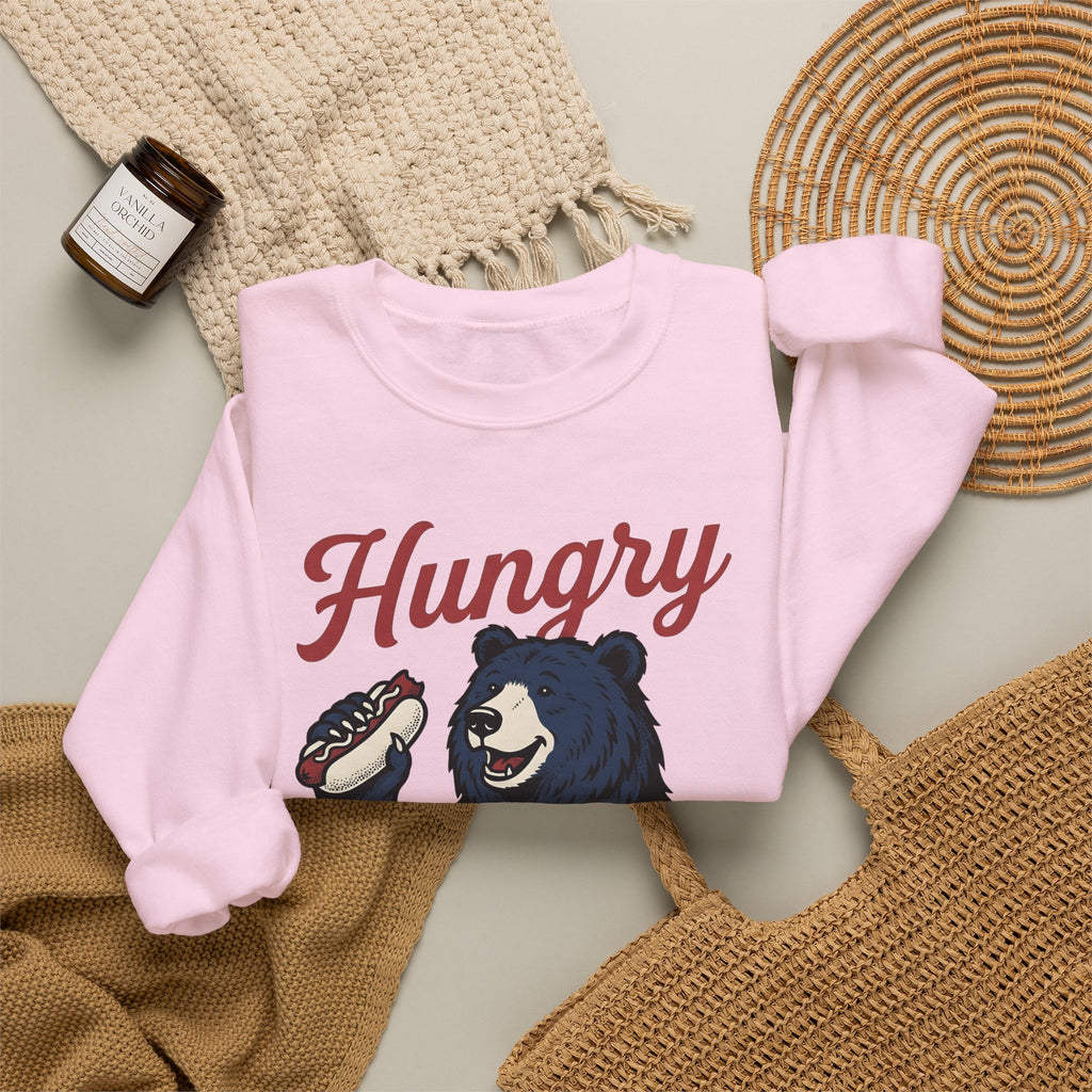 Bear Hotdog Sweatshirt America Independence Gift Women Old School Sweatshirt Hot Dog Sweatshirt American Fan Retro Sweatshirt Freedom Graphic Line Art Cuisine