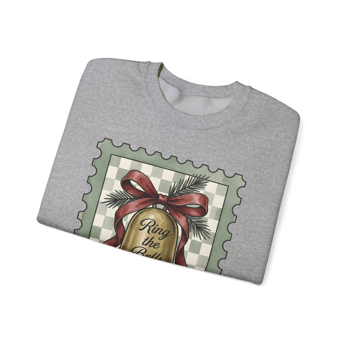 Festive Bell Sweatshirt Christmas Seasonal Gift Women Retro Sweatshirt Jingle Bell Sweatshirt Christmas Fan Vintage Sweatshirt Holiday Graphic Rustic Fir Twig