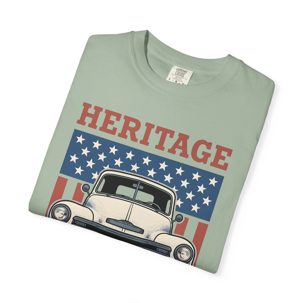 Antique Lorry T-Shirt America Liberty Gift Women Retro T-Shirt Truck T-Shirt Patriot Enthusiast Vintage T-Shirt Freedom Graphic Line Art Flag