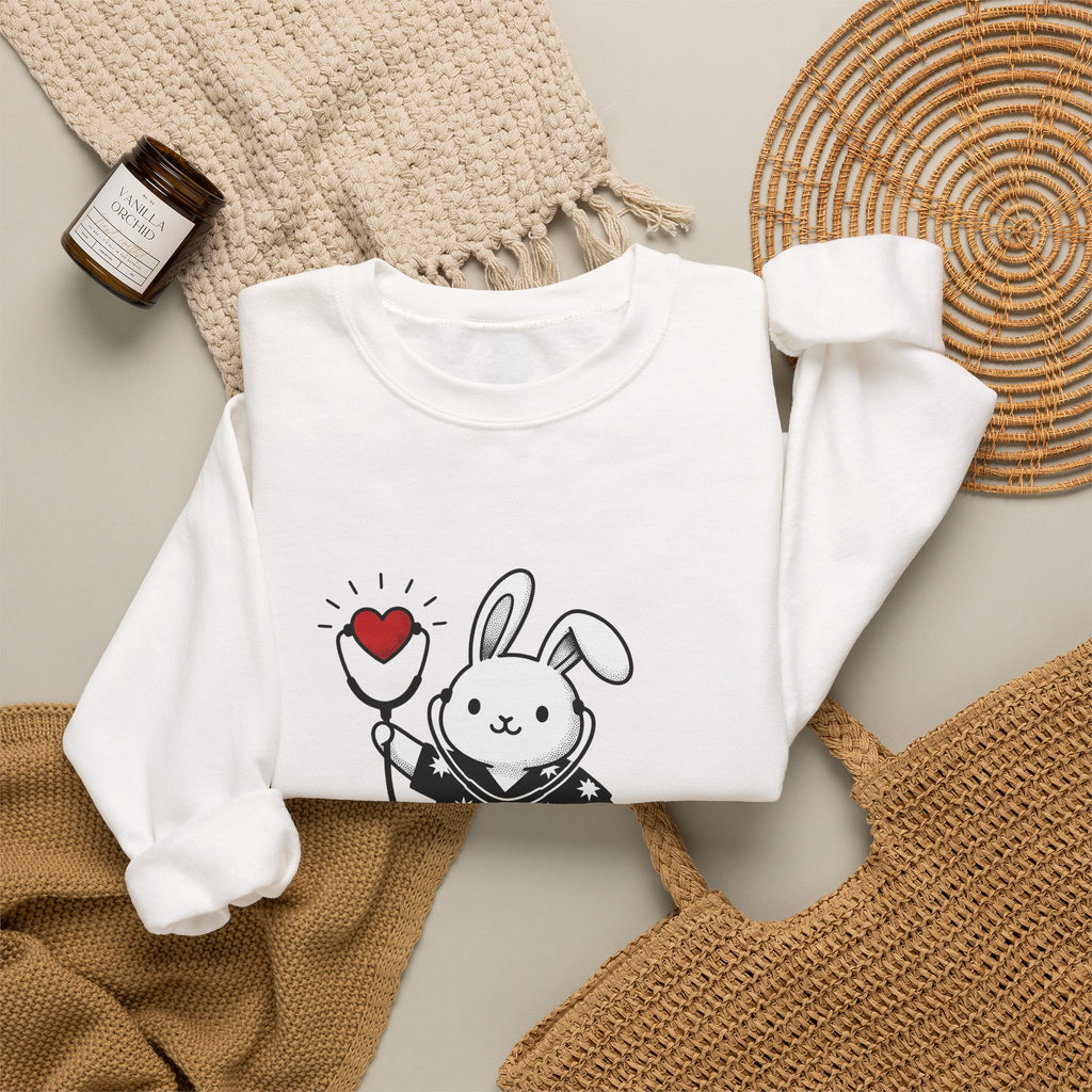 Rabbit Doctor Sweatshirt Nurses Pet Gift Women Kawaii Sweatshirt Bunny Doctor Sweatshirt