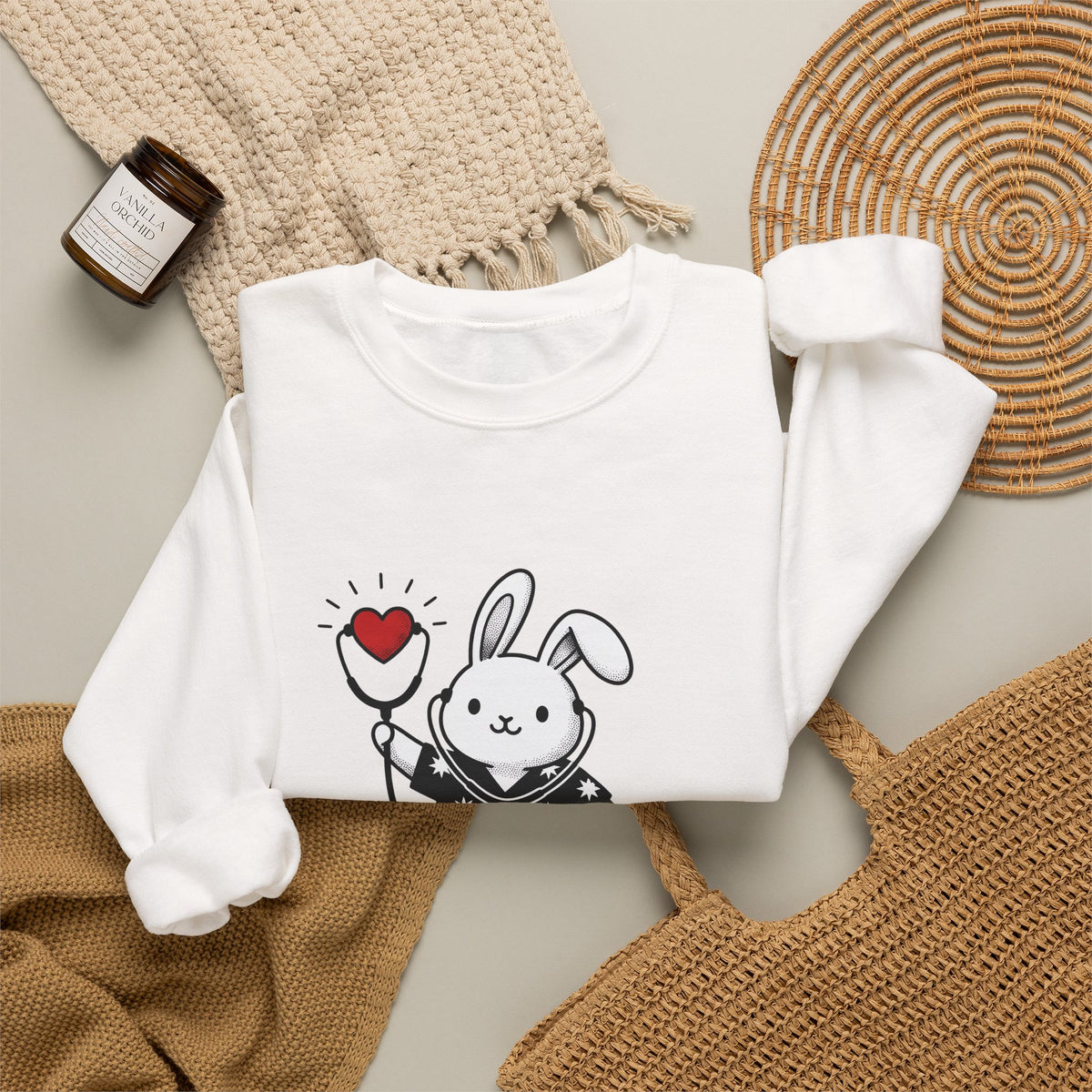 Rabbit Doctor Sweatshirt Nurses Pet Gift Women Kawaii Sweatshirt Bunny Doctor Sweatshirt