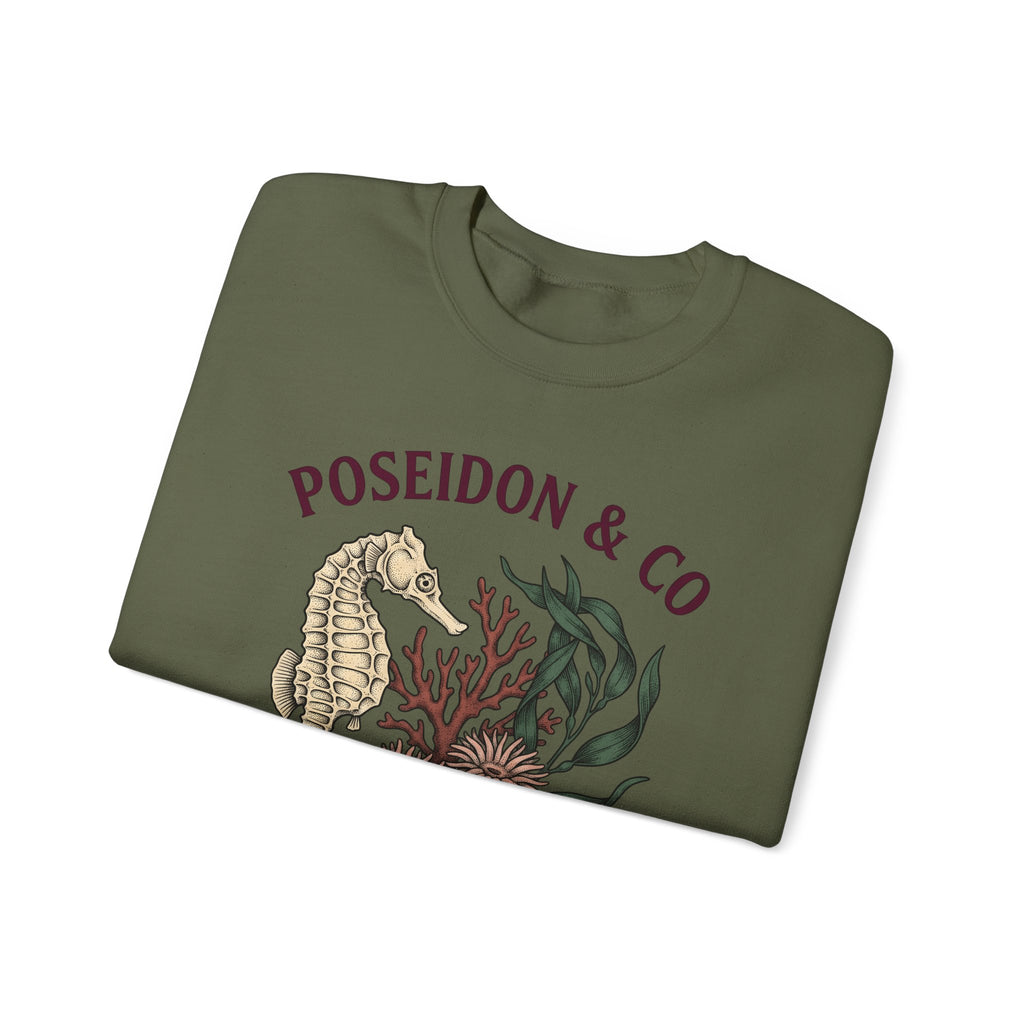 Seahorse Ocean Coastal Gift Old School Seahorse Marine Fan Sea Creature Coastal Ink Sweatshirt