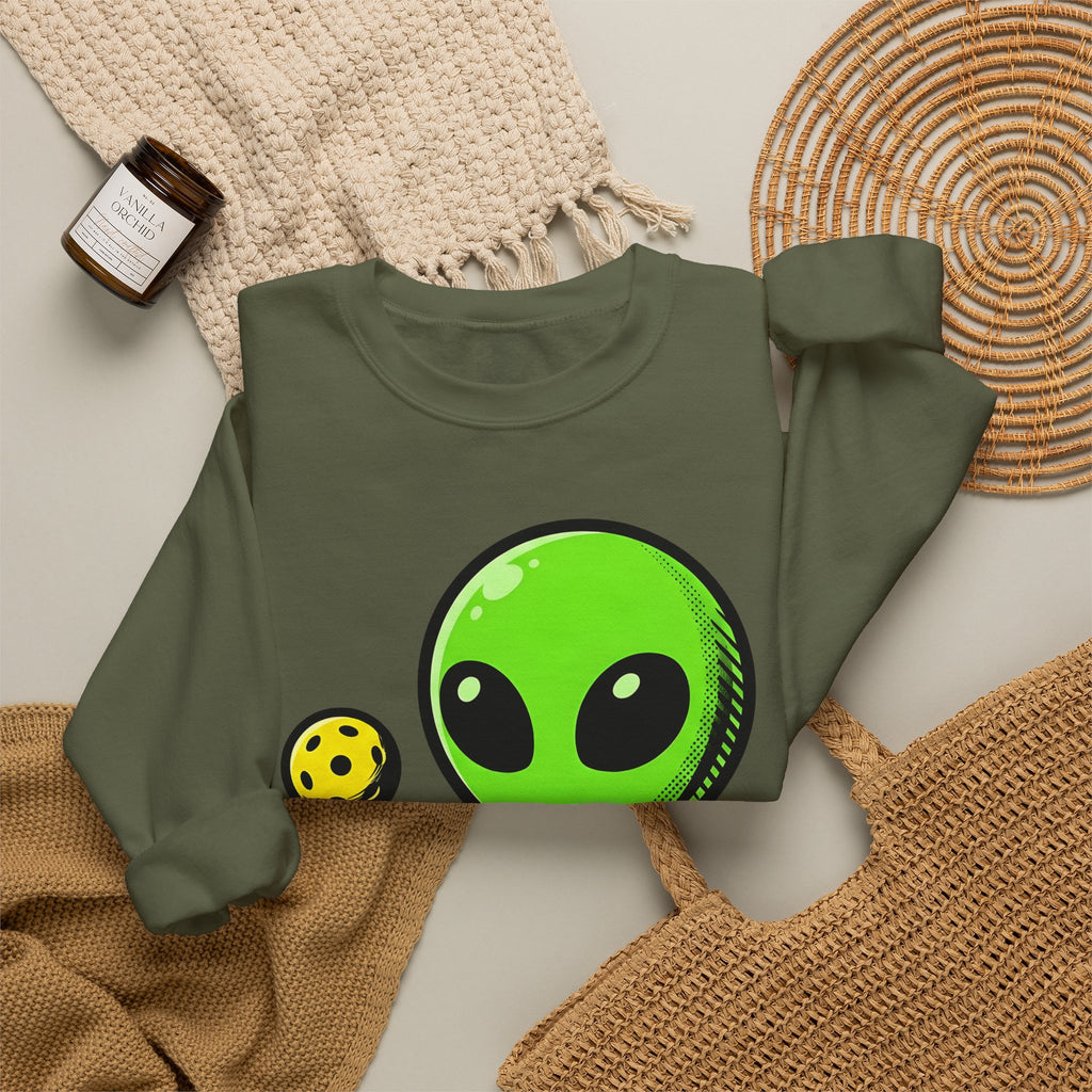 Alien Pickleball Sweatshirt Pickleball Humor Gift Women Cute Sweatshirt Alien Pickleball Sweatshirt Pickleball Fan Kawaii Sweatshirt Comedy Graphic Cartoon