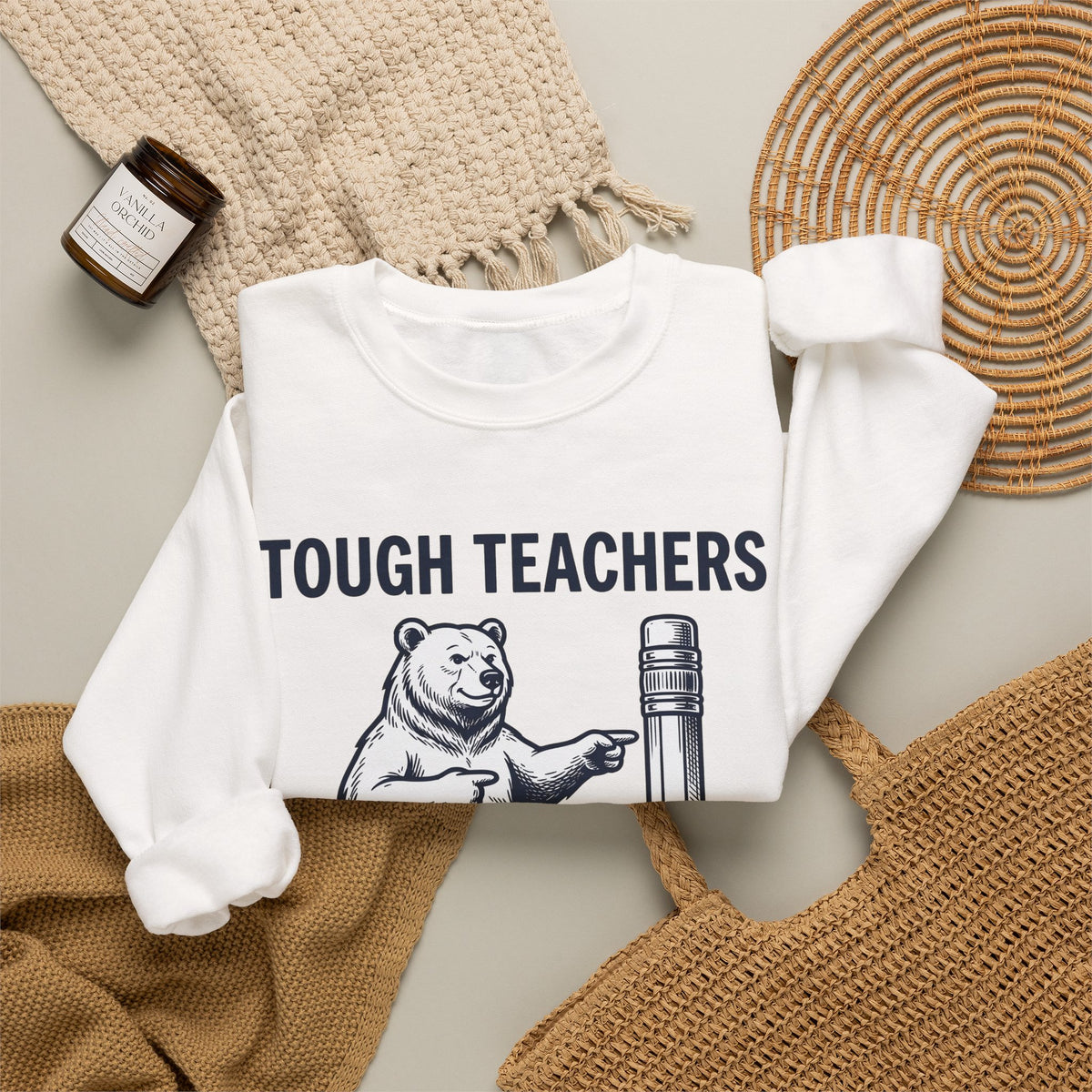 Bear Pen Sweatshirt Teachers Wildlife Gift Women Sketch Sweatshirt Pen Holder Sweatshirt Educator Enthusiast Drawing Illustration Retro Classroom Sweatshirt