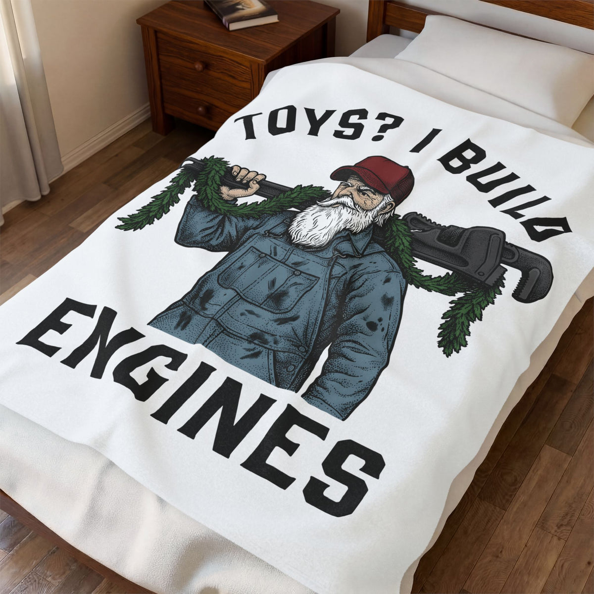 Santa Fixer Blanket Christmas Vehicles Gift Women Classic Blanket Kris Kringle Blanket Xmas Fan Vintage Car Graphic Blanket Line Art Mechanic Tool